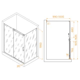 Душевой уголок RGW TO-44-1 (TO-14 + Z-060-2) 020744160-11 160x100см хром